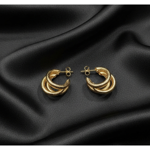 The Aurelia Triple-Tier Textured Hoops